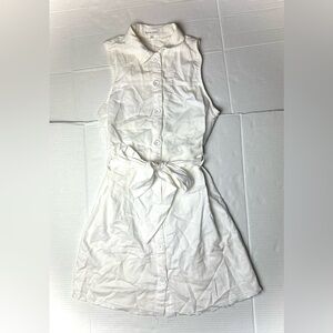 Bella Dahl Button Up Shirt Dress Womens Small‎ Sleeveless White Cotton Linen